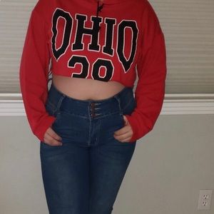 Forever21 long sleeve hooded crop top